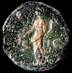 AE as of Hadrian, Pax holding cornucopia and short olive branch