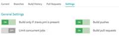 Update repository settings to build on pushes and pull requests
