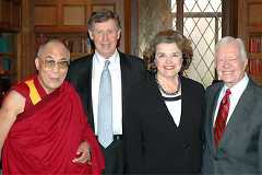 Dalai Lama, Richard Blum, Dianne Feinstein and Jimmy Carter