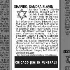 Obituary for Sandra "Sandy" Slavin SHAPIRO