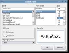 A font dialog in the Plastique widget style.