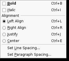 Alignment options in a QMenu