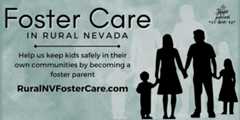 Graphic for rural foster care in Nevada with the logo and website RuralNVFosterCare.com