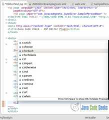 JSP Editor - JSTL content assist