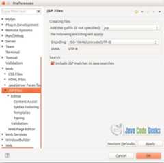 JSP Editor - Basic Options