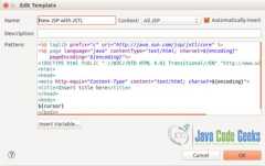 JSP Editor - Create new template