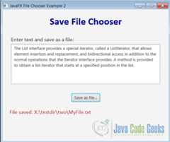 Figure 3 : Save File Chooser Example