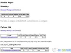 Figure 2.0 JUnit HTML report