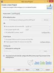 JavaFX Applications - The Create Java Project Dialog in Eclipse
