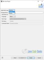 Selecting the Application Type of the new FXGraph Project