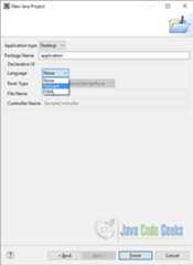 Selecting the Language of the new FXGraph Project