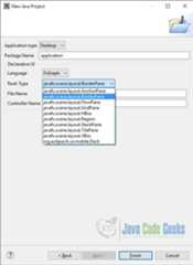 Selecting the Root-Type of the new FXGraph Project