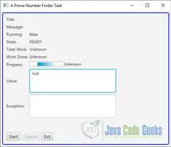 The output of the Program before starting the Task