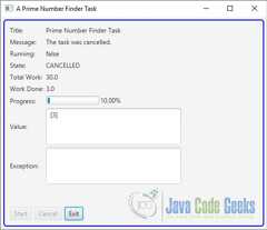 The output of the Program after canceling the Task