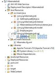Fig. 2: Hibernate JNDI Application Project Structure