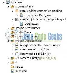 Fig. 1: JDBC Connection Pool Application Project Structure