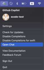 Screenshot of GitHub Copilot menu item