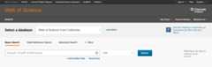Web of Science home page. Make sure that Select a database corresponds to Web of Science Core Collection