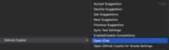Screenshot of Xcode Editor GitHub Copilot menu item