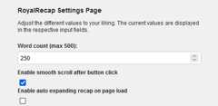 Settings page