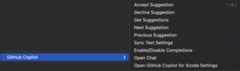 Screenshot of Xcode Editor GitHub Copilot menu item