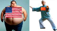 USA vs China Meme: Fat man vs lightweight kungfu