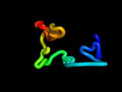 Animation of diffusion model protein folds over timesteps