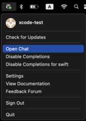 Screenshot of GitHub Copilot menu item