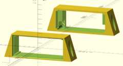 OpenSCAD screenshot of the two mounting parts