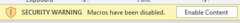 Excel security warning
