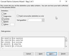 Excel Text to Columns menu
