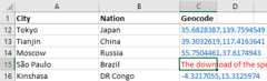 Geocoding error example