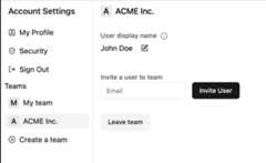 Account settings component