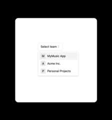 Selected team switcher component