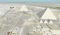 Digital rendering of the Giza Plateau as seen from the air