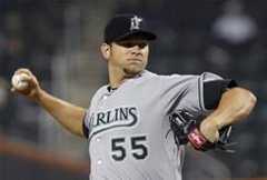 Florida Marlins pitcher Josh Johnson delivers to a New York Mets batter in the first inning of their game in New York on May 16.