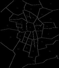 Map of Greater Santiago Region and District Codes