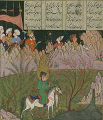 al-Khiḍr and Alexander the Great stand before the Fountain of Life