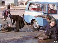 Wounded supporters of Zviad Gamsakhurdia