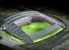 Salford's spectacular new stadium will cost £35m and should be ready in time for the start of the 2009 season