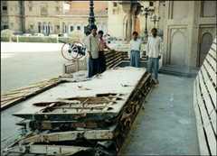 Remains of the plane being transported from India to the UK