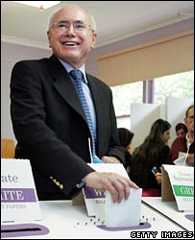 John Howard casts his vote in Sydney
