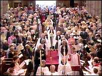 The Queen is presenting Maundy Thursday alms purses to 164 people