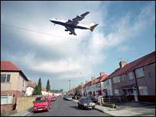 Plane flying over homes near Heathrow
