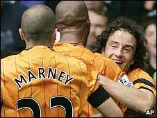 Stephen Hunt celebrates his goal for Hull against Chelsea
