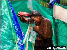 Red-shirt protester in Bangkok camp, 11/05