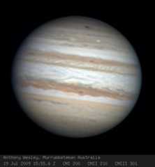 Discovery image of the 2009 Jupiter impact