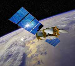 Artist's concept of the Jason 3 satellite in orbit. Credit: Thales Alenia Space-D. Ducros