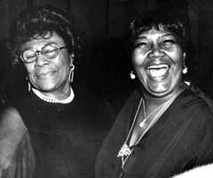 Ella Fitzgerald, left, and Pearl Bailey at the Grammy Awards in 1976.