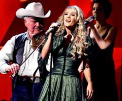 Carrie Underwood performs during the 49th Grammy Awards.